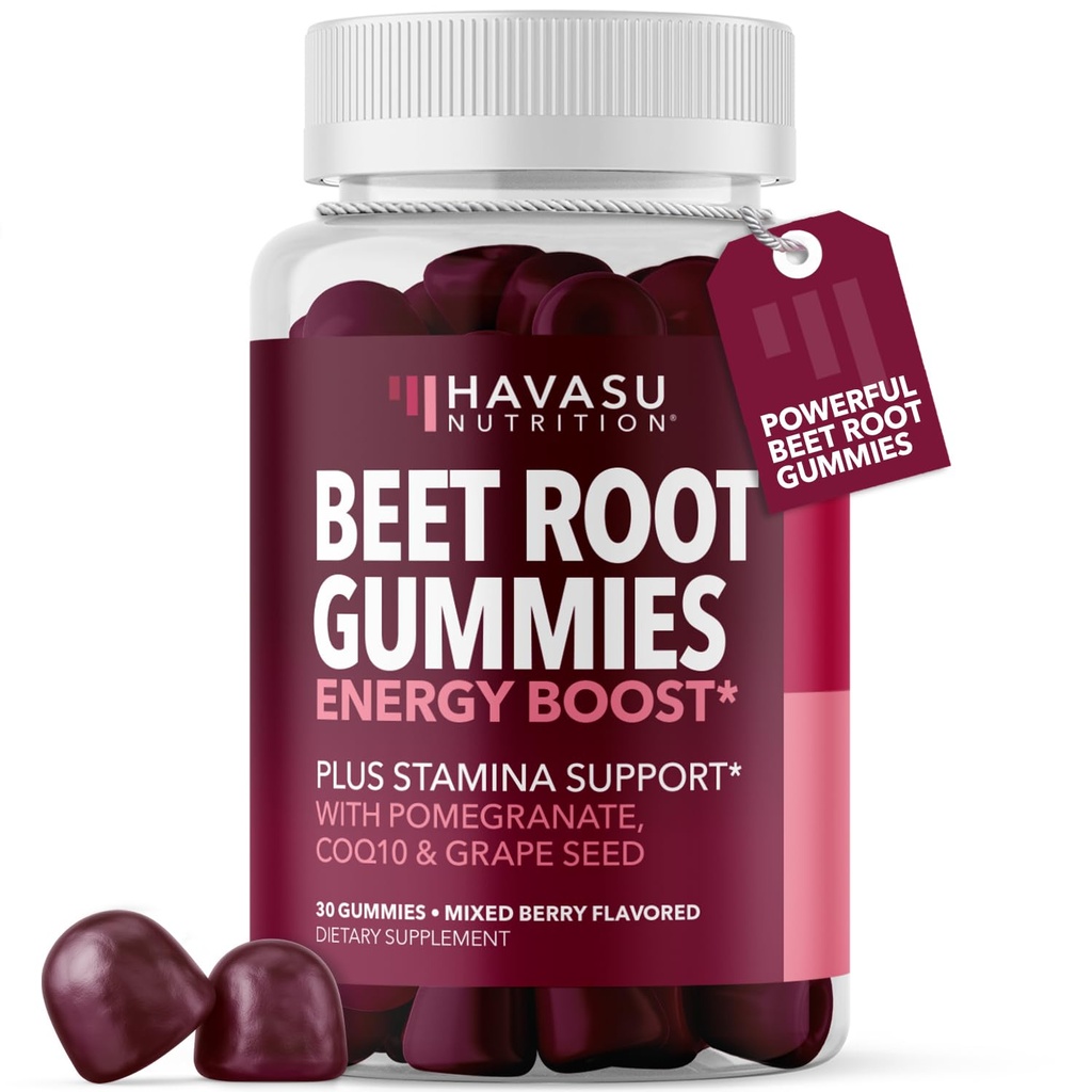 Beet Root Gummies with COQ10 & Pomegranate - Nitric Oxide Supplement for Men and Women - Beetroot for Endurance, Performance, Recovery - Vegan, Non-GMO, Gluten Free - Mixed Berry Flavor, 30 Conde