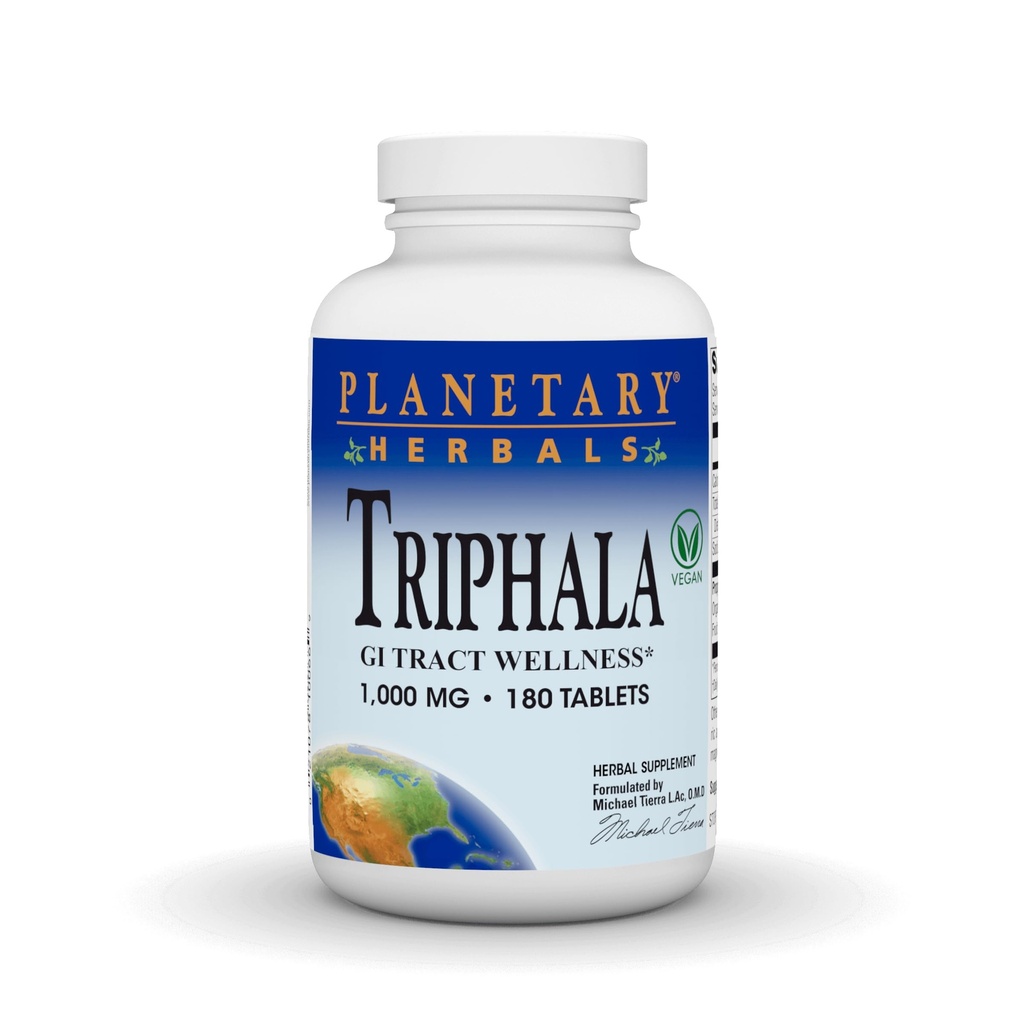 Herbals planetarios Triphala Limpiador Interno 1000mg para GI Bienestar Tract - 180 Tablets