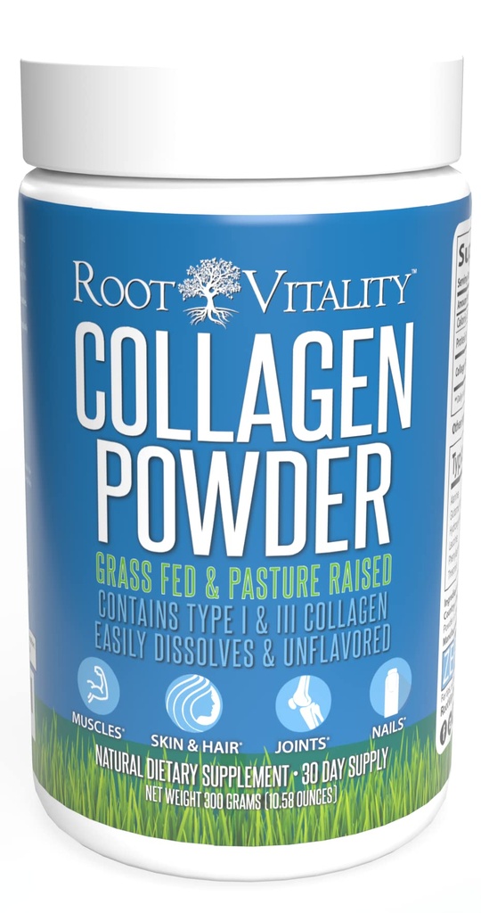 Péptidos de colágeno de realidad rotunda - Grass-Fed, Pasture-Raised Hydrolyzed Protein Suplemento para la piel, el pelo, " Nails - Non-GMO, Zero Sugar Suplemento diario para hombres y mujeres (30 servidos)