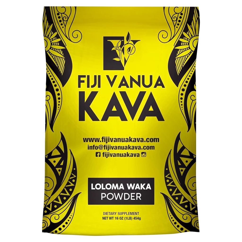 Fiyi Vanua Kava Premium Loloma Waka Kava Root Powder, Made From Noble Root Powder with Sun-dried Lateral Roots, Medium Grind for Easy Prep, Kava for Smooth & Delicious Taste, 1 lb