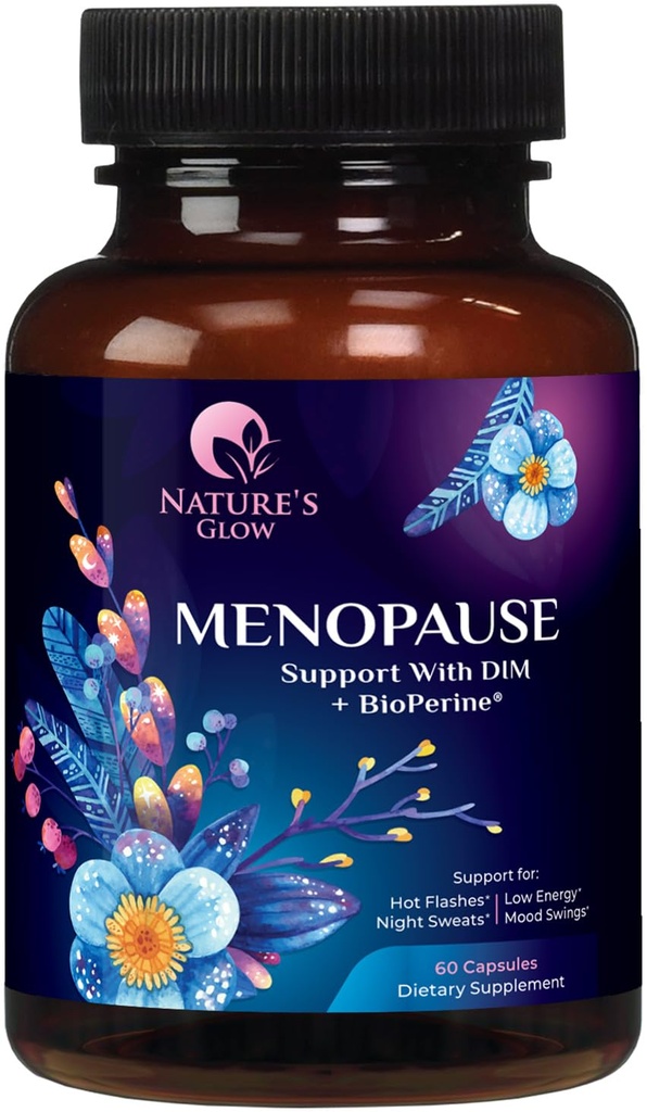 Suplementos de menopausia para las mujeres con DIM - Apoyo hormonal natural para las mujeres, Alivio de la menopausia y Equilibrio Antioxidante para la salud de la piel, Flashes calientes y sudaderas nocturnas Apoyo - 60 cápsulas