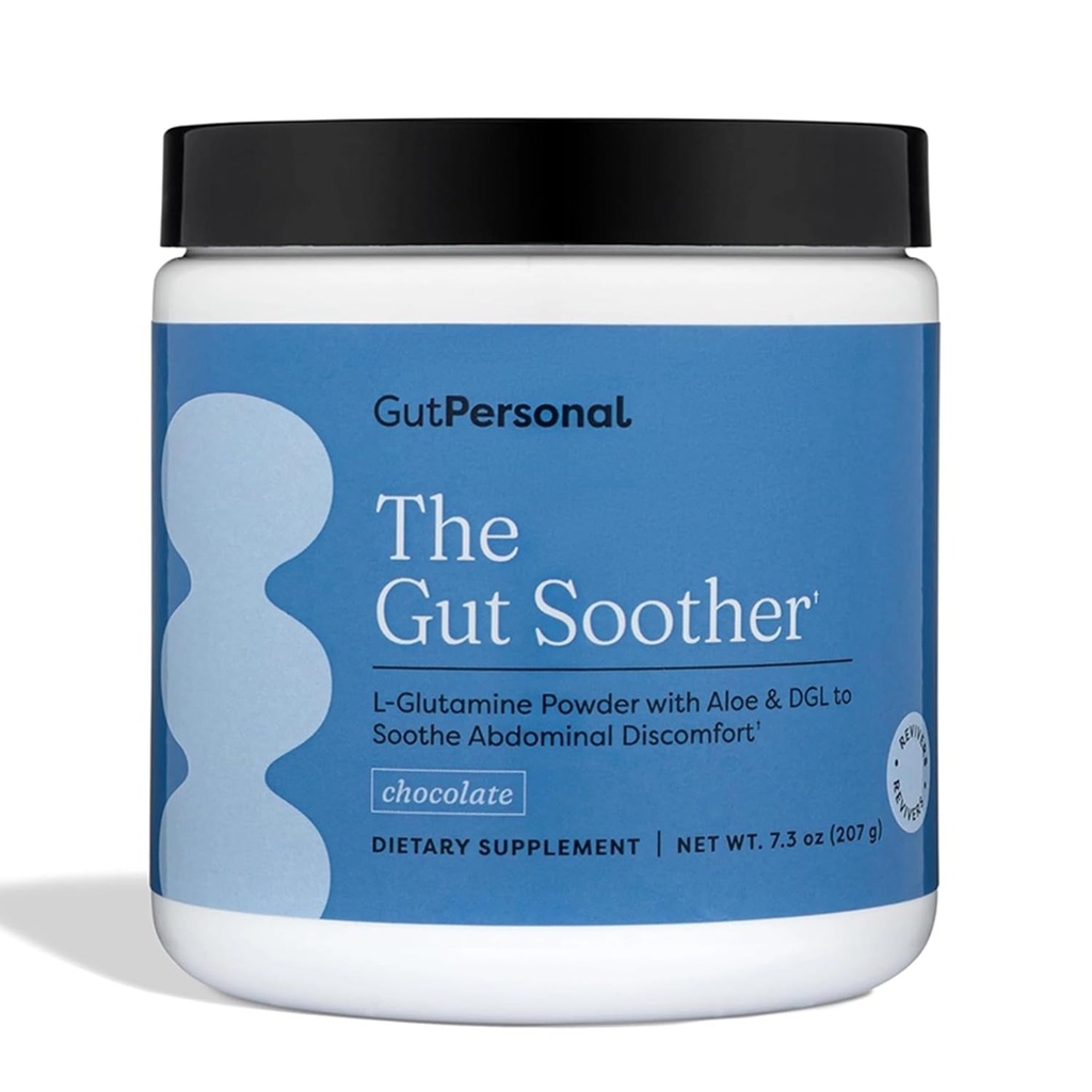GutPersonal El Gut Soother L-Glutamine Powder Suplemento: Restaurar Gut Lining, Soothe Digestive Discomfort Mientras Promoción de la Salud Gut Global, 30 Servings (Chocolate)