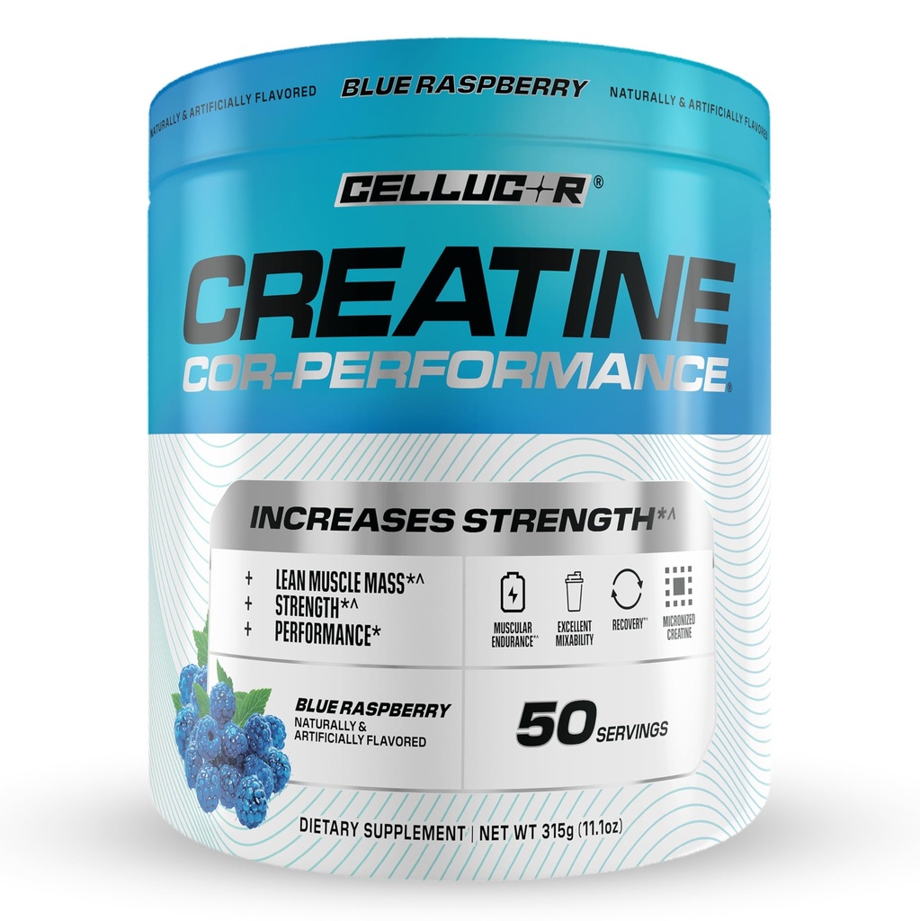 Polvo de crema de celulosa, sabor de arándanos azules - Aumenta la fuerza, masa muscular magra &amp; resistencia, creatina micronizada para la absorción rápida, 5g Creatina por ser, 50 piezas