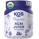 KOS Organic Acai Juice Powder - USDA Certified Organic, Plant Based Superfood Antioxidants, Superberry de Brasil, Great for Smoothies and Bowls, 0g Sugar, Vegan, Gluten-Free, Non-GMO - 120 Servings