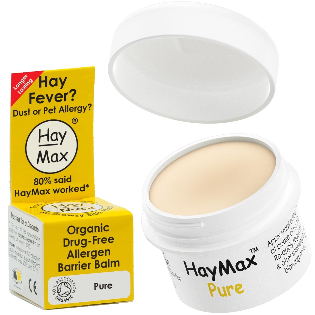 HayMax Allergen Barrier Balm - Pure 0.17 fl oz - Organic, Natural &amp; Non-Drowsy Hay Fever & Alergy Relief Balm - Blocks Pollen &amp; Other Allergen Particles - Great for Adults, Kids &amp; Pregnant Women