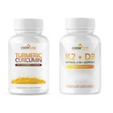 CogniTune Immune &amp; Cardiovascular Support Bundle - Vitamina D3 5000IU + Vitamina K2 con Turmeric Curcumin &amp; Ginger