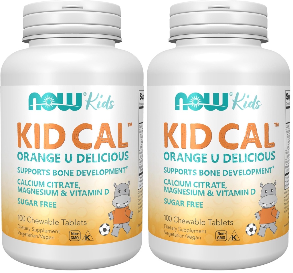 AHORA Suplementos, Kid Cal con Citrato de Calcio, Magnesio y Vitamina D, Tart Orange, 100 Chewables, Embalaje Mayo Vary (Pack of 2)