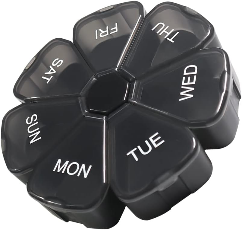 Organizador de gran tamaño semanal 7 días, caja de píldoras, caja de píldoras, contenedor de píldoras, organizador de píldoras, tenedor de píldoras, dispensador de píldoras 7 días, aceite de pescado, píldoras, suplementos, vitaminas, organizador de medicina