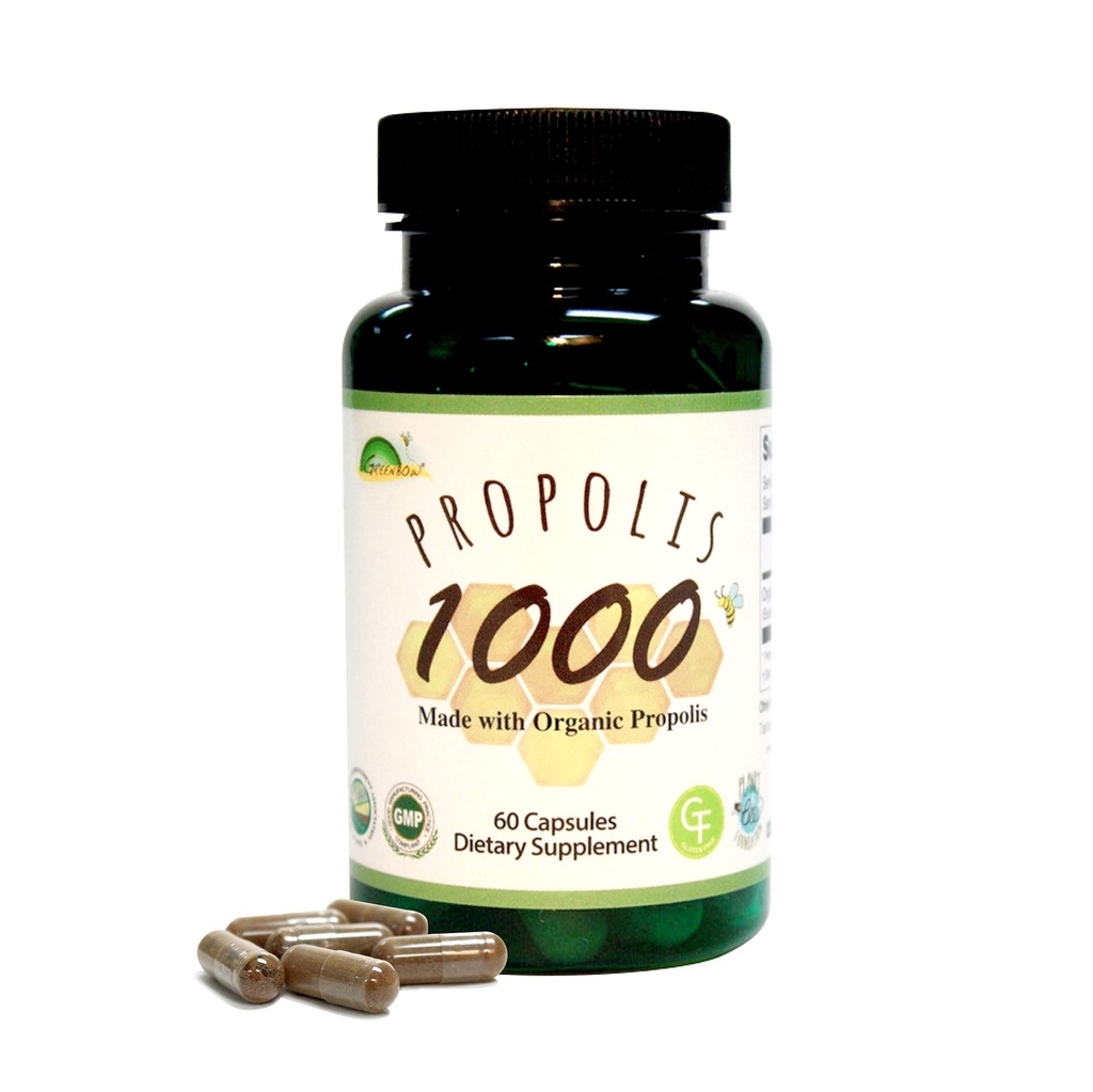 GREENBOW Propolis 1000mg NonGMO Hecho con Propolis 60 Capsules VEGAN CAPSULES
