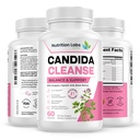 Suplemento Candida Cleanse para Balance &amp; Support, Candidase Detox, Mujeres &amp; Hombres Gut Health & Flora, pH Level, Intestinal Health. Probióticos Lactospore®. Anti Yeast Overgrowth W/ Oregano, Caprylic Acid