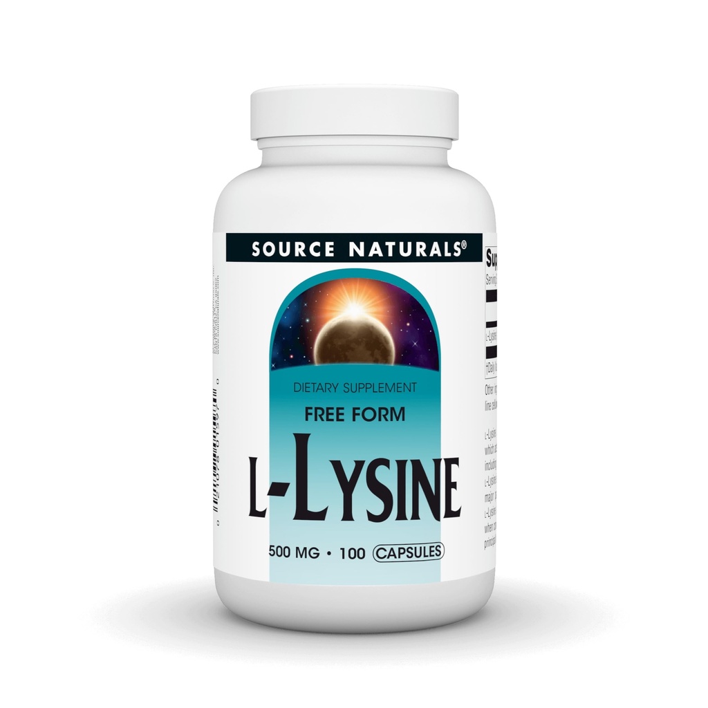 Fuente Naturales L-Lysine Free Form -Amino Acid Supplement Supports Energy Formation & Collagen - 100 Capsules