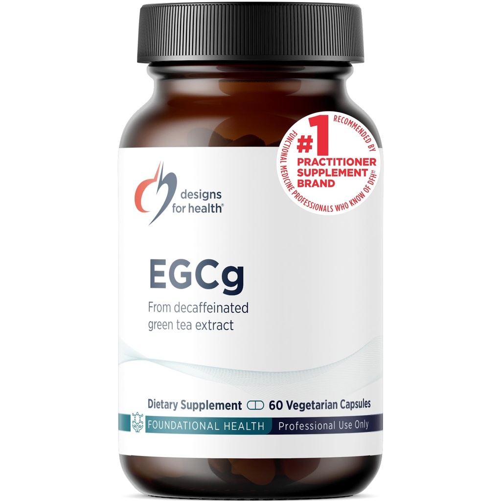 Diseños para la salud EGCg - Extracto de té verde Decaffeinado (225mg) + Suplemento de polifenoles Antioxidantes - Píldoras de té verde no GMO Vegan (60 cápsulas)