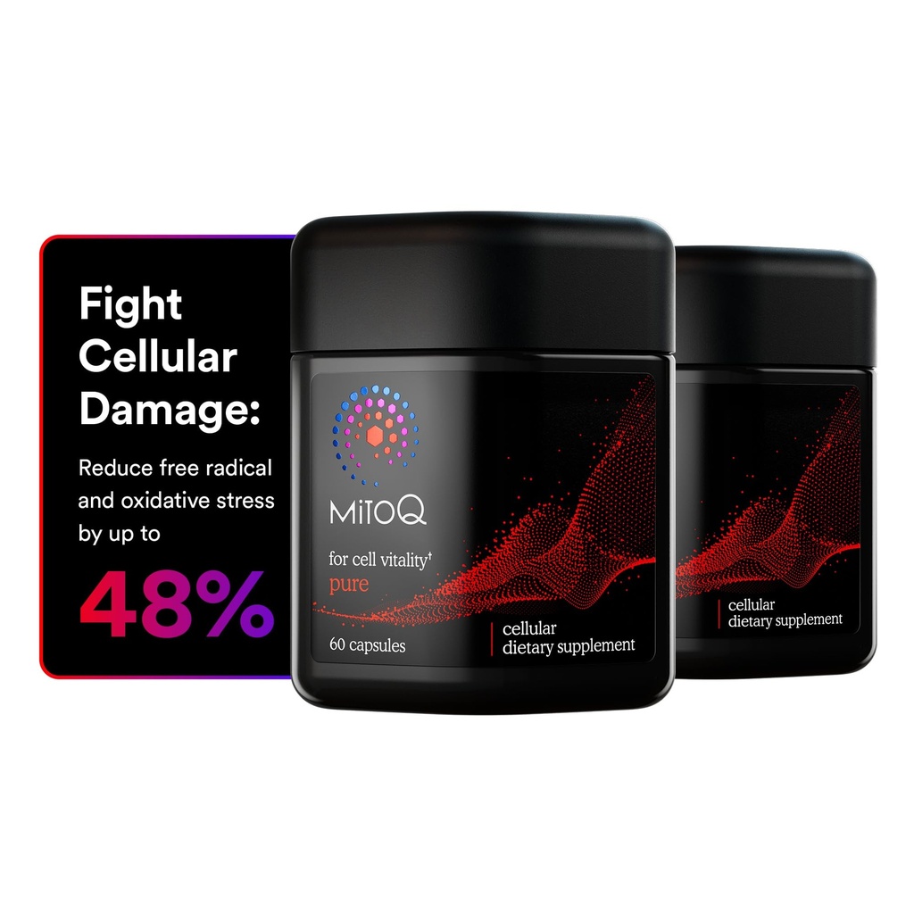 MitoQ Pure Advanced Mitocondria Supplement Superior Bioavailability to CoQ10 ← Reduce los daños radicales libres para el envejecimiento saludable, el metabolismo, la salud cardíaca, la energía, la fuerza y la movilidad