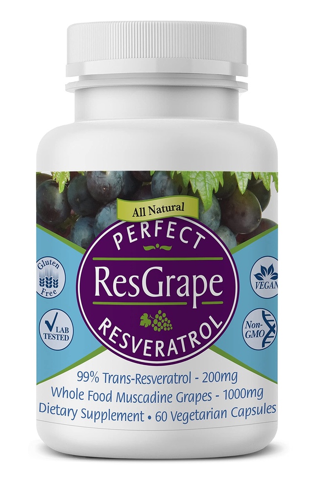 Suplementos perfectos – Resveratrol de resina perfecta – 60 cápsulas vegetales – Trans-Resveratrol " Grape de Muscadina orgánica