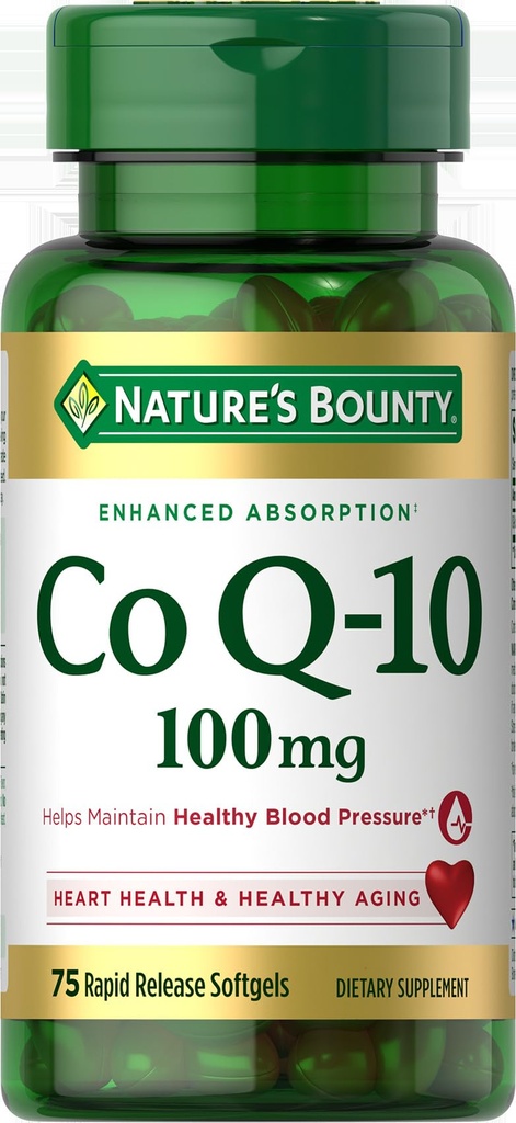 Bounty CoQ10 de la naturaleza, ayuda a mantener la presión sana de la sangre, 100 mg, Rapid Release Softgels, 75 Conde