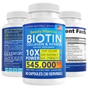 Biotin and Collagen Vitamins + Keratin with Folate - Hair Loss Treatments for Women & Men - Follicle, Skin and Nails Supplements for Hair Growth & Postpartum Support - GMO Free & Gluten Free (60 Caps)