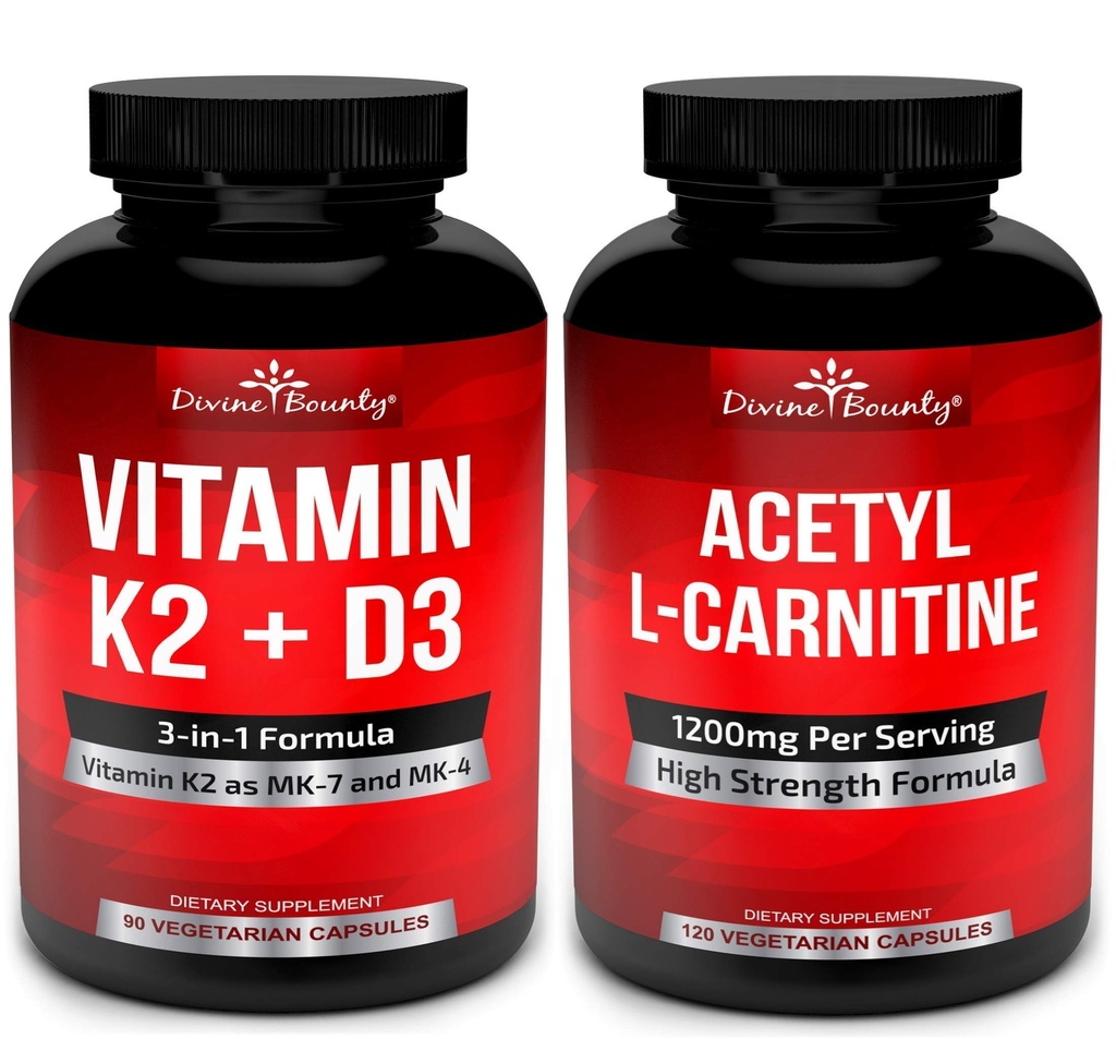 Vitamina K2 con D3 &amp; Acetyl L-Carnitine Bundle