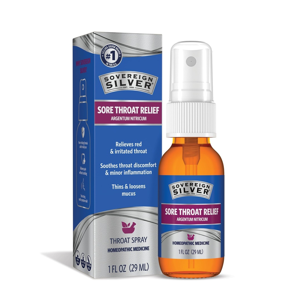 Soberana Silver Sore Throat Spray - Colloidal Silver Throat Spray, Immune Support Supplement for Adults and Kids, Daily Use Liquid Argentum Nitricum Solution - 1 fl oz (30mL)