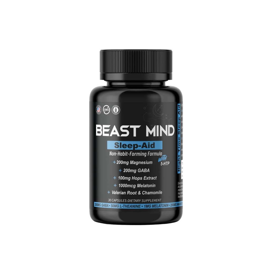 Non-Habit Forming Sleep Aid: Wake Up Refreshed - Powerful Formula with Melatonin, GABA, Valerian Root, Chamomile, Magnesium for Restful ' Deep Sleep - 30 Capsules