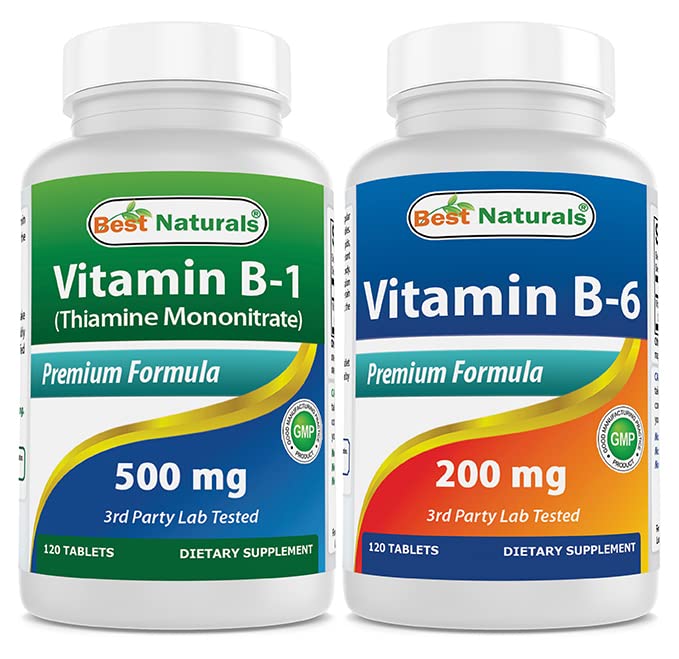 Mejores Naturales Vitamina B1 como Monotrato de Thiamine 500 mg &amp; Vitamina b6 200 mg