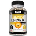 Kaya Naturals Vitaminas K2 con D3 5000IU Suplemento para Hombres y Mujeres - Fácil de Tragar - Bioperina Capsules (60 Cuenta (Pack of 1))