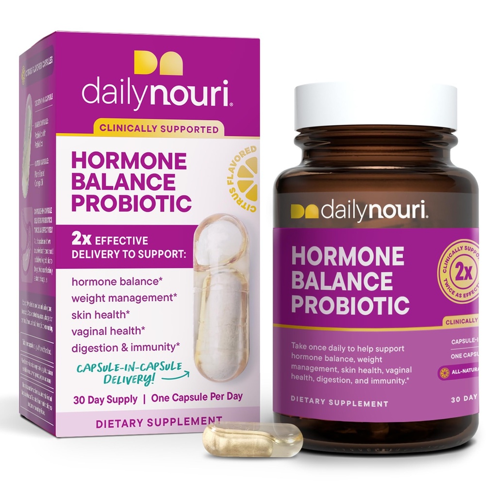 Saldo de hormonas diarias Probiótico para las mujeres que viven soporta Estrógeno saludable, PMS, PCOS, Perimenopause, Vaginal pH, Yeast, Gut Health, Skin &amp; Immunity TEN 7 Strains + Vegan Omega Oil TENIDO 30-Day Supply
