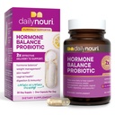 Saldo de hormonas diarias Probiótico para las mujeres que viven soporta Estrógeno saludable, PMS, PCOS, Perimenopause, Vaginal pH, Yeast, Gut Health, Skin &amp; Immunity TEN 7 Strains + Vegan Omega Oil TENIDO 30-Day Supply