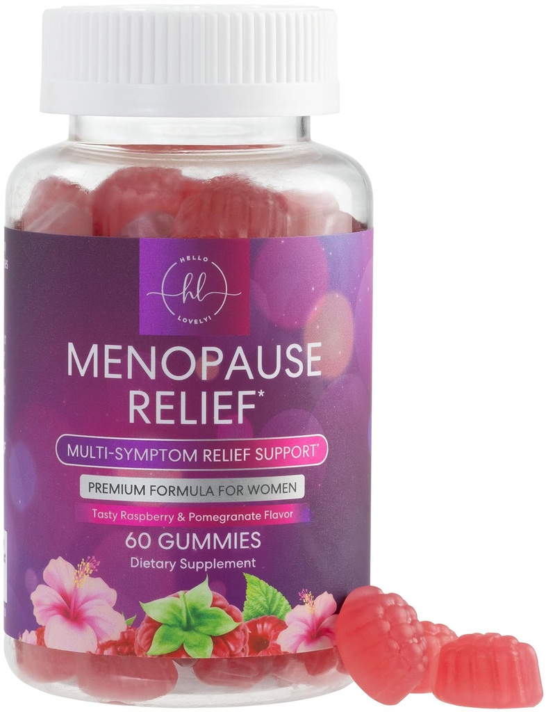 Suplementos de la menopausia para mujeres - Flashes calientes completos de leche natural y sudaderas nocturnas Soporte, multibeneficio de alivio de la menopausia Gummy, soporte para balance " energía, libre de gluten " - 60 gomas