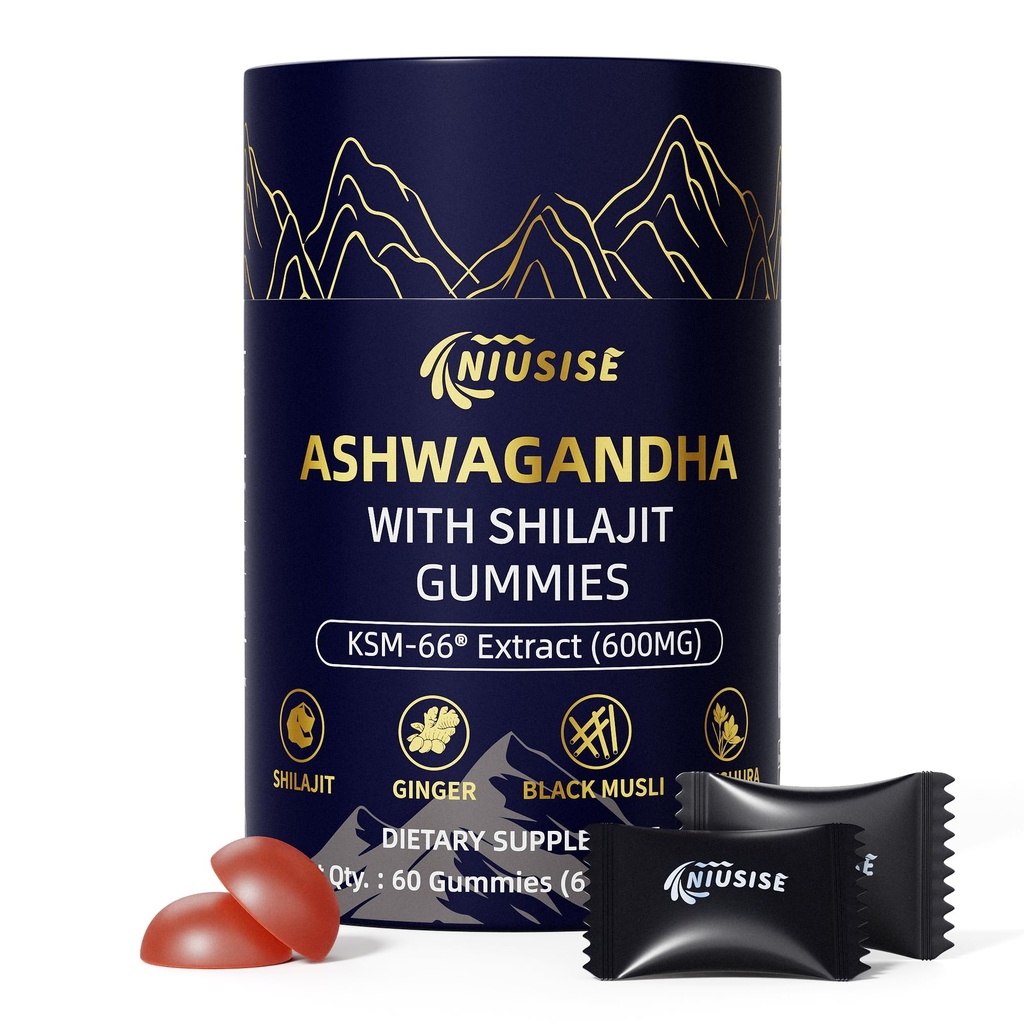 Ashwagandha Gummies con Shilajit 300mg para Hombres Mujer, Zero Sugar ashwagandha Suplementos con Maca Root Powder ANTE Orgánica ashwagandha Extra Strength for Boost Energy 60 Gummies