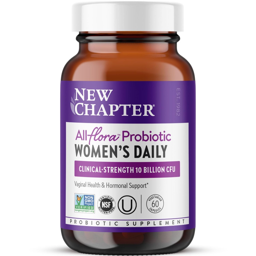 Nuevo Capítulo Probióticos para Mujeres - 60 ct (2 Mes de Suministro), Probiótico diario femenino con Prebióticos y Probióticos para la salud vaginal &amp; árbol de Chaste para el apoyo hormonal, 100% Vegetariano, No GMO