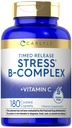 Carlyle Stress B-Complex Vitamina TEN 180 Caplets Vegetarian TENIDO CON Vitamina C TENIDO NO GLUTEN
