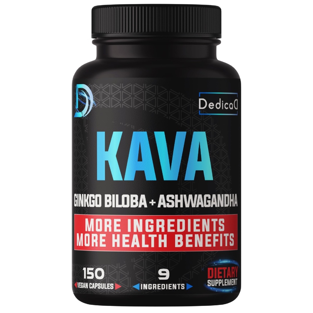 9in1 Kava Kava Capsules 5-Mes Oferta 15:1 Extracto para el sueño, la mente &amp; apoyo inmunitario - 9 hierbas naturales Incluye Ginkgo, Ashwagandha, Graviola, Valerian &amp; Más - 150 cápsulas veganas