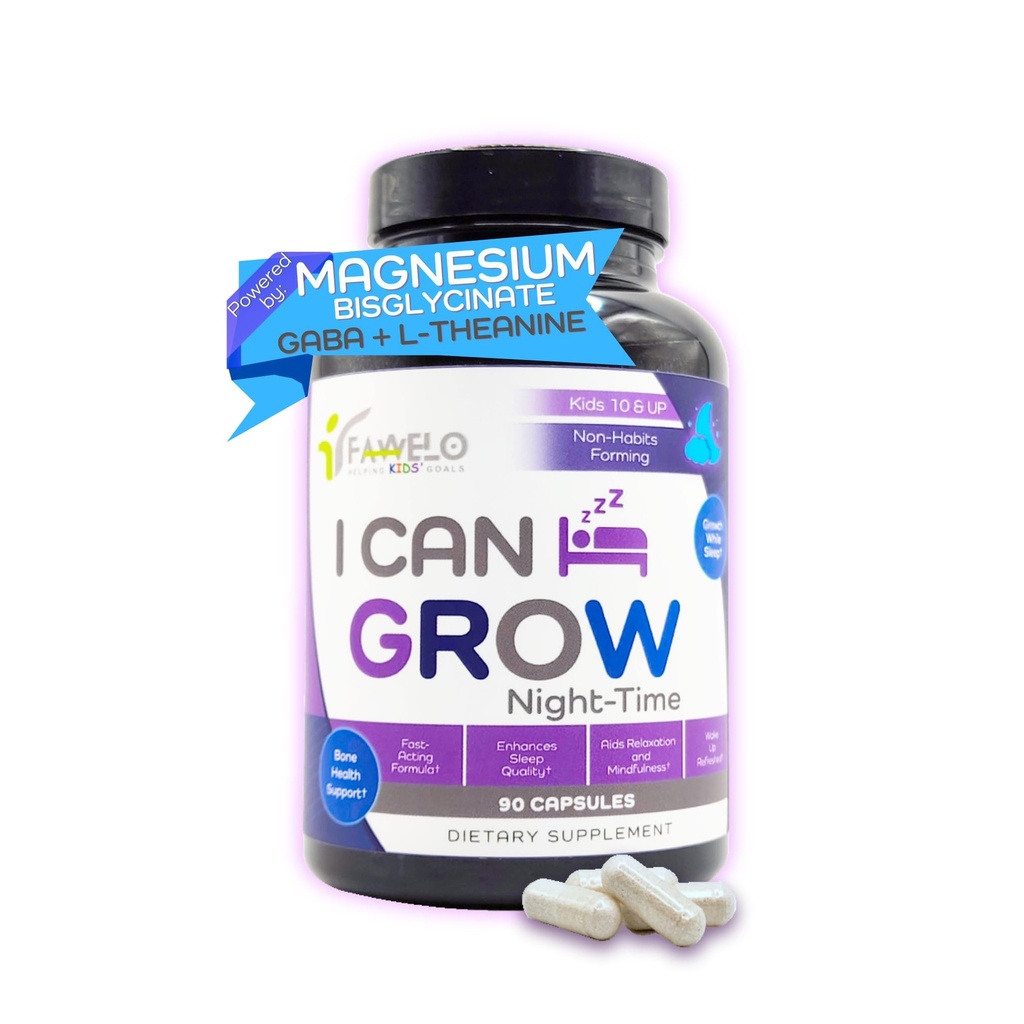 I Can Grow NightTime Kids Vitaminas Multivitamin Sleep Aid Ø Magnesium for Kids with Magnesium Bisglycinate Silencio natural &amp; Recuperación  magnesio complex ← Vitaminas para Niños con Glicinato de Magnesio