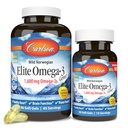 Carlson Labs Elite Omega-3, 1600 mg, Gems Fish Oil Soft Gels, Natural Lemon Flavor, 2 Pack (120 Cuenta cada uno)