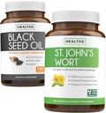Black Seed Oil & St. John's Wort (3-Month Supply) Harmony Essence Bundle of Black Seed Oil (180 Capsules) Cold-Pressed Nigella Sativa & St. John's Wort (180 Capsules) with Powerful 900mcg Hypericin