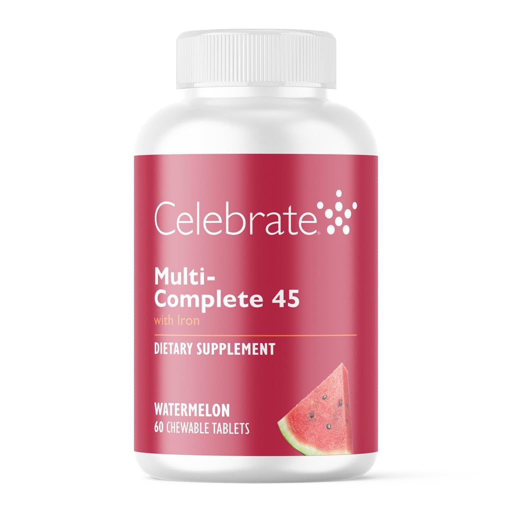 Celebrar Vitaminas Multi-Completa Chewables, 45 mg de Hierro – Multivitamina Bariat diaria para la cirugía de gastrectomía y derivación gástrica Pacientes – Vitaminas esenciales y minerales - Melón (180 Tabletas)