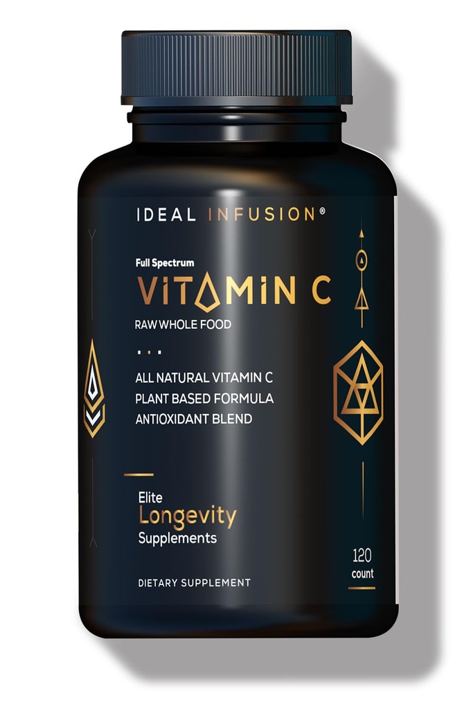 Ideal Infusión entera Complejo de vitamina C: 675 mg Vitamina orgánica C de Oranges y Acerola Berries con Bioflavanoides Naturales Basados en Alimentos (60 Servimientos) Vitamina C, Vegan, No GMO