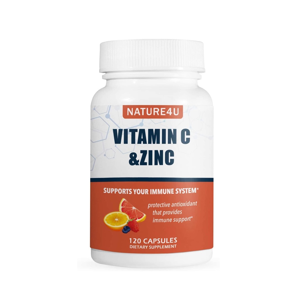 Vitamina C 1000mg con Zinc, Rose Hips y Citrus Bioflavonoids, Immune Support Suplemento Antioxidantes Protección, 120 cápsulas