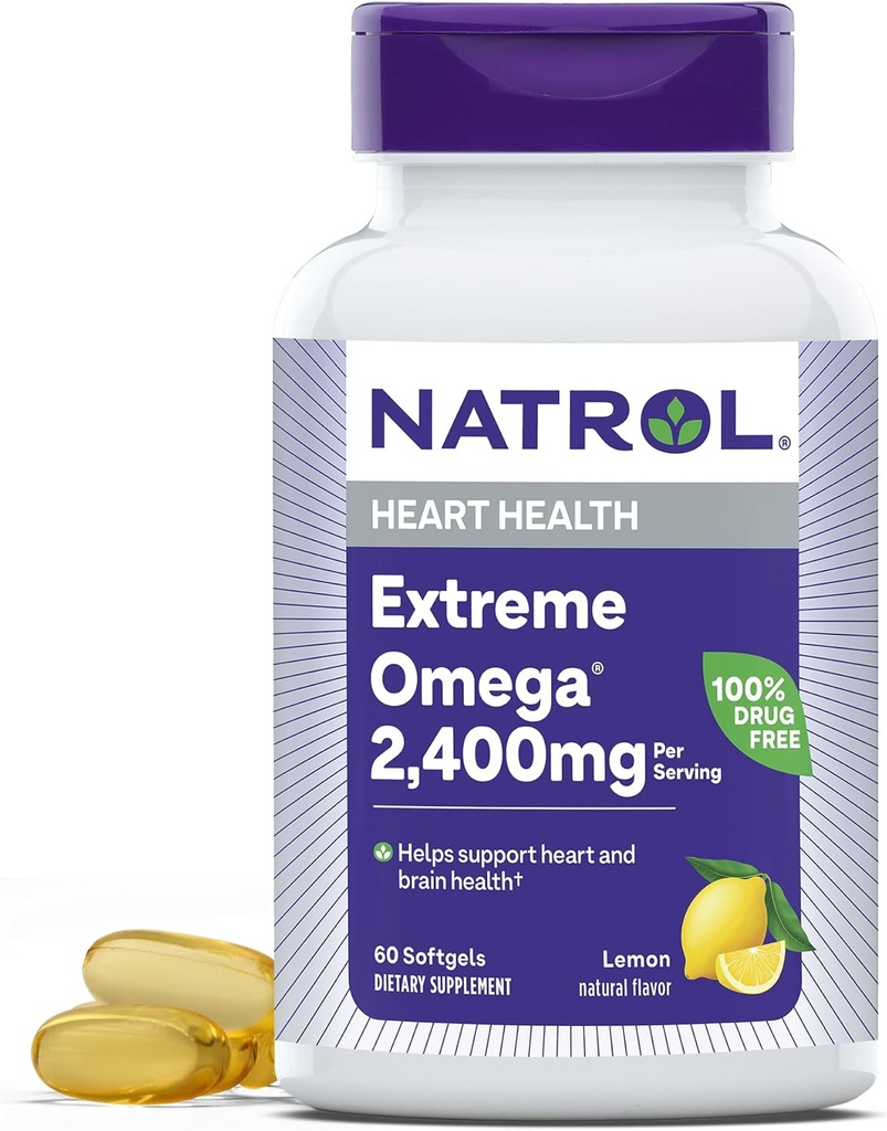 Natrol, Omega-3 Extreme Softgels, Suplemento dietético de salud cardíaca, 60 Cuenta