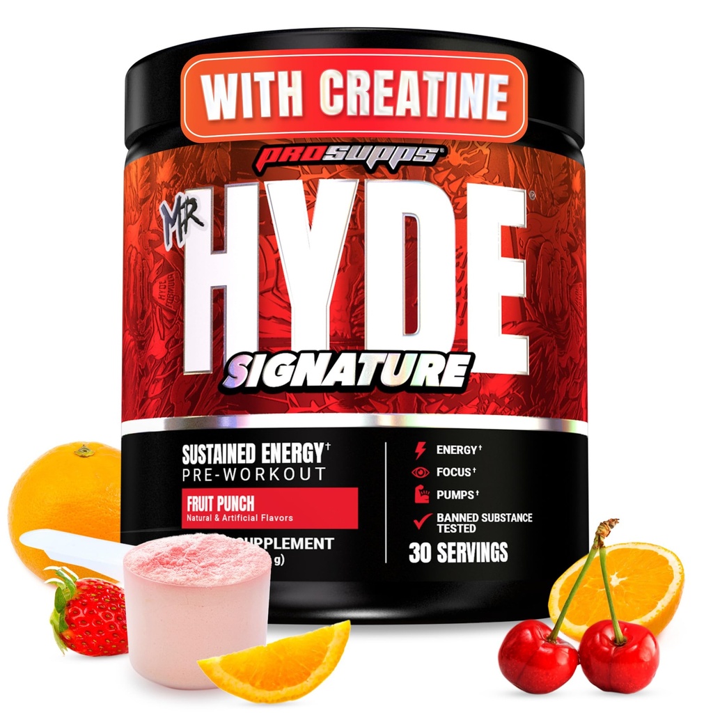 PROSUPPS Mr. Hyde Signature Pre Workout Powder with Creatine, Beta Alanine &amp; Caffeine - Performance, Energy & Endurance - Clean Fitness &amp; Gym Supplements for Men &amp; Women (Fruit Punch, 30 Servings)