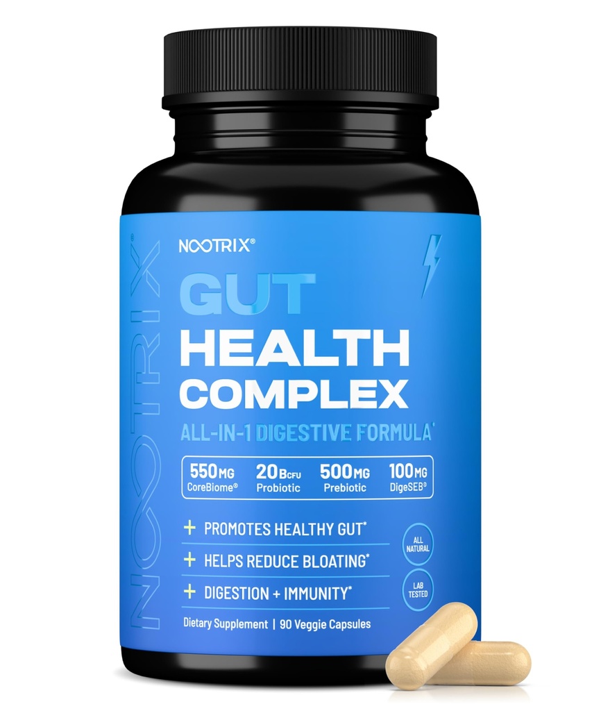 Nootrix Gut Protege y Restauración Suplemento TENIDO Probióticos para Gut Health, Colon Cleanse & Bloating Relief TEN Promueve la Digestión Saludable ANTE Enzymes Digestivos, Postbióticos & Anterior 90 Capsules