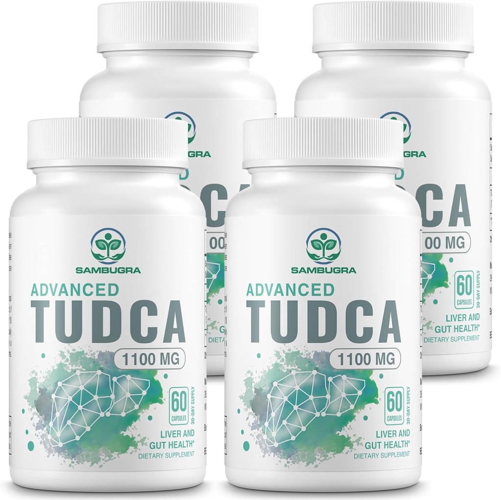 TUDCA Avanzado 1100mg - Ultra Strength Bile Salt TUDCA Suplementos, 3a Parte testó TUDCA Suplementos para la limpieza del hígado desintoxicación y reparación, 240 cápsulas (Pack of 4)