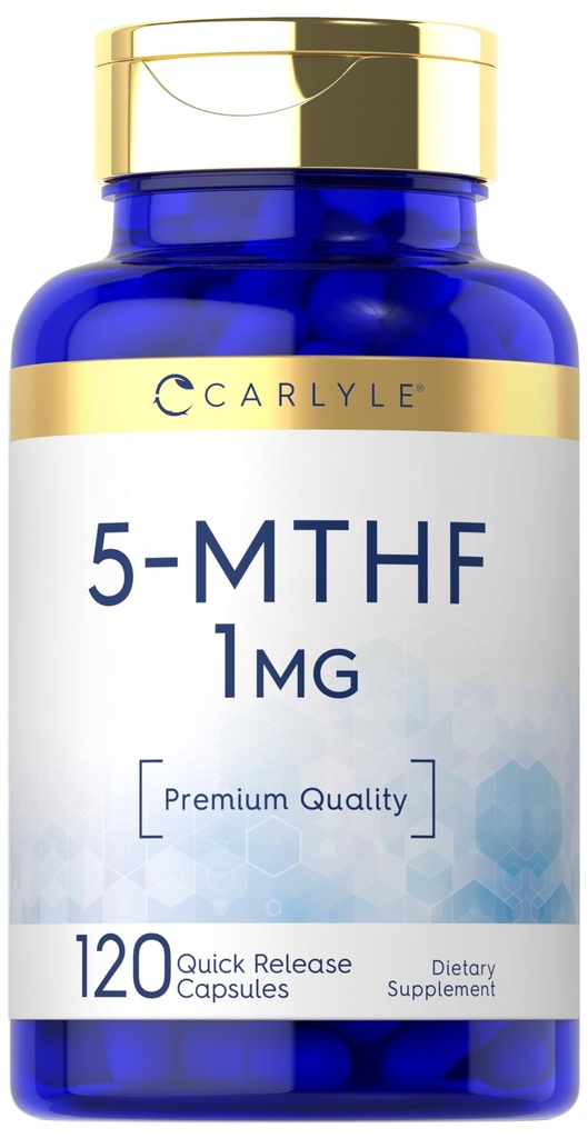 Carlyle 5-MTHF L Methylfolate 1mg  durable 120 Capsules  No GMO &amp; Gluten Suplemento gratuito ← Premium Quality