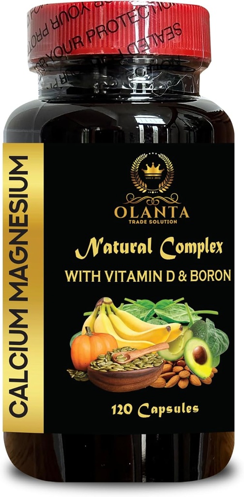 Complejo de magnesio de calcio - Suplemento para el músculo de apoyo, citrato de manganeso, libre de gluten, no GMO, alta absorción, suplemento de magnesio, bonificación y soporte de salud de Nerve - 1 botella 120 cápsulas