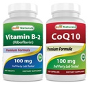 Mejores Naturales Vitamina B2 (Riboflavin) 100 mg " COQ10 100 mg