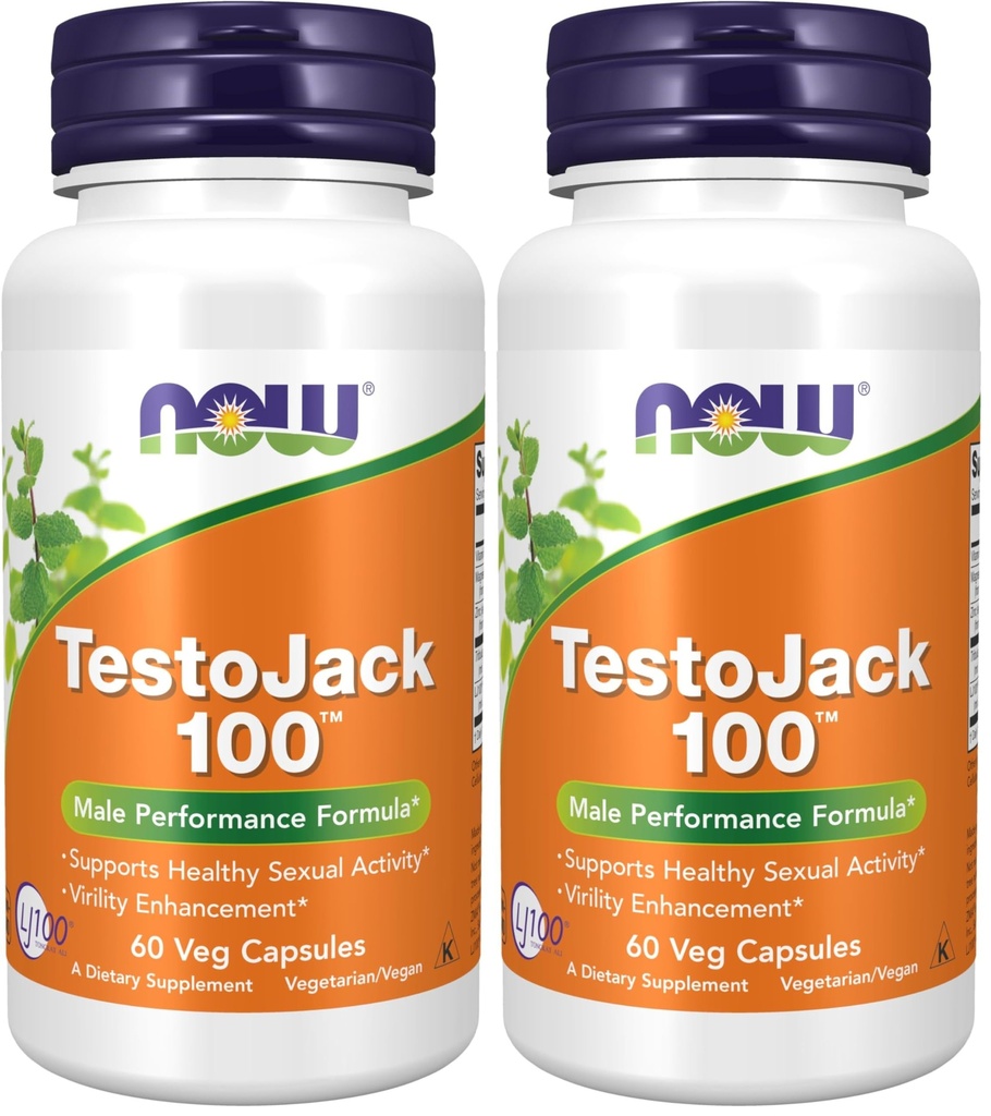 AHORA Suplementos, TestoJackTM 100 con LJ100®, un Potent Standardized Extract of Tongkat Ali (Eurycoma longifolia), Tribulus y ZMA®, 60 Veg Capsules (Pack of 2)