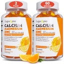 Calcio Magnesio Zinc Gummies para Adulto: 1200mg Calcio Citrato con Vitamina D3 K3 - Natural Orgánica Sugar Suplemento de Alta Absorción Libre para Mujeres Hombres(120Count)