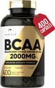 Carlyle BCAA Capsules ← 2000mg ← 400 Powder Pills ← Amino Acids Suplemento Blend Silencio para Mujeres y Hombres Silencio con L-Isoleucine, L-Leucine, L-Valine ← Non-GMO y Gluten Free