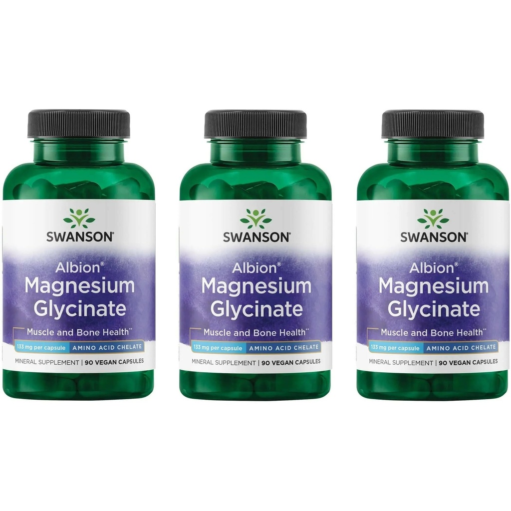 Magnesio Chelated Swanson 133 Milligrams 90 Capsules (3 Pack)