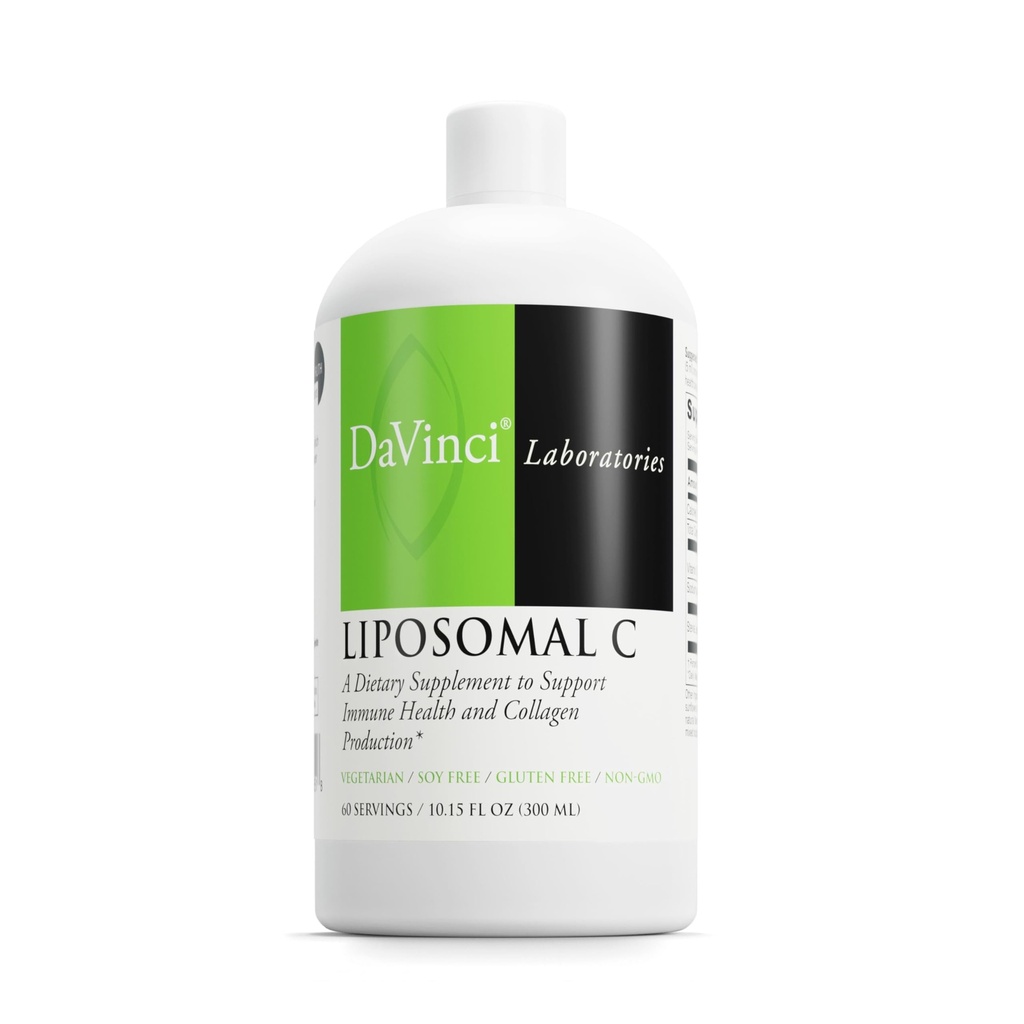 DAVINCI Laboratorios Liposomal C - Producción de colágeno, Estrés oxidativo &amp; Apoyo a la Salud - Sistema de Entrega Liposomal - Gluten Gratis, Vegetariano - 10.15 oz (60 Servimientos)
